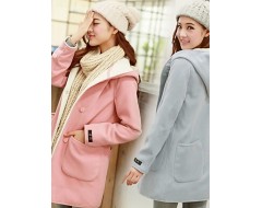 Winter Women's Solid Color Multi-color Coats & Jackets , Sexy / Casual / Work V-Neck Long Sleeve