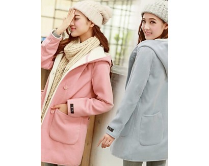 Winter Women's Solid Color Multi-color Coats & Jackets , Sexy / Casual / Work V-Neck Long Sleeve