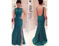 Women's Party/Cocktail Trumpet/Mermaid Dress,Solid Round Neck Maxi Sleeveless Green Summer