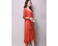 Women's Casual / Day Solid Loose / Swing Dress ,False Two Literature and ArtV Neck Maxi Cotton / Linen