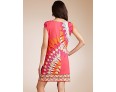 Women's Vintage Print Sheath Dress,Round Neck Above Knee Polyester