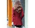 Women's Casual/Daily Simple Coat,Print Shirt Collar Long Sleeve Winter Red / Gray Wool Thick