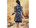 Women's Casual/Daily / Plus Size Street chic Sheath Dress,Print Shirt Collar Above Knee ? Sleeve Blue Polyester Summer