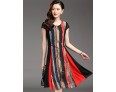 Women's Street chic Striped Plus Size / Swing Dress,Round Neck Knee-length Polyester