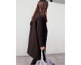 Women's Casual/Daily Simple Coat,Solid Notch Lapel Long Sleeve Winter Black Polyester Medium