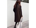 Women's Casual/Daily Simple Coat,Solid Notch Lapel Long Sleeve Winter Black Polyester Medium