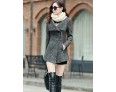 Women's Coat,Solid Long Sleeve Winter Red / Gray Wool / Others Thick