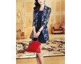 Women's Casual/Daily / Plus Size Street chic Sheath Dress,Print Shirt Collar Above Knee ? Sleeve Blue Polyester Summer