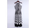 Women's Black & White Stripes Sexy Sleeveless Maxi Dress