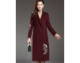 Women's Plus Size Street chic CoatPrint Notch Lapel Long Sleeve Fall / Winter Red / Black / Gray Wool / Polyester Thick