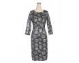 Women's Party/Cocktail Plus Size Dress,Floral Round Neck Knee-length ? Length Sleeve Black Cotton / Polyester All Seasons