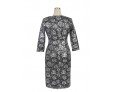 Women's Party/Cocktail Plus Size Dress,Floral Round Neck Knee-length ? Length Sleeve Black Cotton / Polyester All Seasons