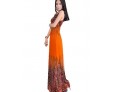 Women's Print Blue/Orange/Purple Dress,Maxi Deep V Sleeveless 