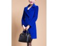 Women's Plus Size Coat,Solid Shirt Collar Long Sleeve Winter Blue / Black / Yellow Wool / Others Thick