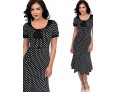 Women's Work Plus Size Dress,Print Round Neck Knee-length Short Sleeve Red / Black Summer