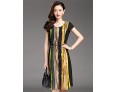 Women's Street chic Striped Plus Size / Swing Dress,Round Neck Knee-length Polyester