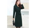 Women's Plus Size Simple CoatSolid Notch Lapel Long Sleeve Fall / Winter Red / Gray / Green Wool / Polyester Thick