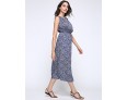 Women's Casual/Daily / Holiday / Plus Size Boho Chiffon / Swing Dress,Print Round Neck Midi Sleeveless Blue Polyester Summer High Rise