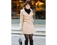 Women's Vintage / Cute Trench Coat,Solid Long Sleeve All Seasons Beige / Black / Gray Wool Medium