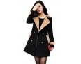 Women's Going out Street chic Coat,Color Block Round Neck Long Sleeve Winter Black / Brown Polyester Thick