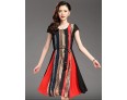 Women's Street chic Striped Plus Size / Swing Dress,Round Neck Knee-length Polyester