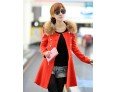 Women's Vintage Coat,Solid Shirt Collar Long Sleeve Winter Red / Black / Orange Wool / Others Thick