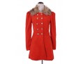 Women's Vintage Coat,Solid Shirt Collar Long Sleeve Winter Red / Black / Orange Wool / Others Thick