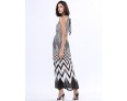 Women's Black & White Stripes Sexy Sleeveless Maxi Dress