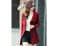 Women's Casual/Daily Simple Coat,Print Shirt Collar Long Sleeve Winter Red / Gray Wool Thick