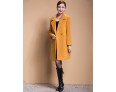 Women's Solid Blue / Black / Yellow Casual Loose Long Woolen Overcoat , Work / Plus Sizes Long Sleeve Wool