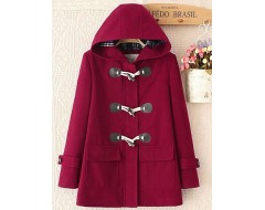 Women's Casual/Daily Simple Coat,Solid Shirt Collar Long Sleeve Winter Red / Beige / Gray Wool Medium