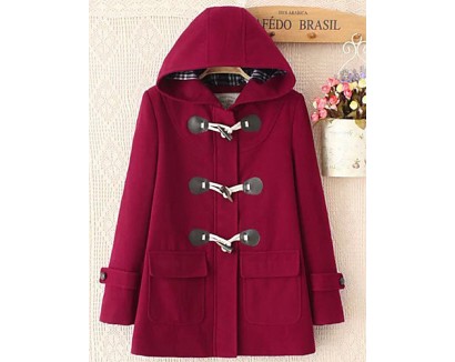 Women's Casual/Daily Simple Coat,Solid Shirt Collar Long Sleeve Winter Red / Beige / Gray Wool Medium