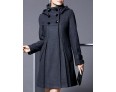 Women's Coat,Solid Long Sleeve Winter Blue / Pink / Black / Gray Wool / Cotton / Others Thick