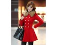 Women's Vintage Coat,Solid Shirt Collar Long Sleeve Winter Red / Black / Orange Wool / Others Thick