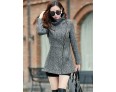 Women's Coat,Solid Long Sleeve Winter Red / Gray Wool / Others Thick