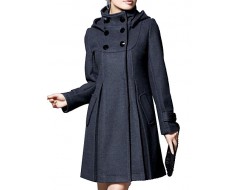 Women's Coat,Solid Long Sleeve Winter Blue / Pink / Black / Gray Wool / Cotton / Others Thick