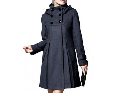 Women's Coat,Solid Long Sleeve Winter Blue / Pink / Black / Gray Wool / Cotton / Others Thick