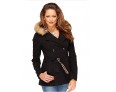 Women's Casual/Daily Vintage Coat,Solid Hooded Long Sleeve Winter Black Rayon Opaque