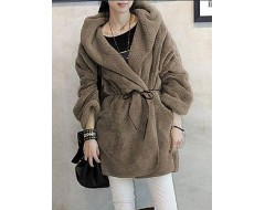 Winter Women's Solid Color Multi-color Coats & Jackets , Sexy / Casual / Work Crew Neck Long Sleeve