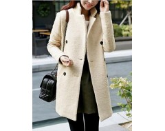 Women's Plus Size Coat,Solid Long Sleeve Winter Beige Thick