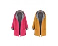 Women's Plus Size Trench Coat,Color Block Hooded Long Sleeve Fall Red / Yellow Wool / Others Medium