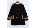 Women's Going out Street chic Coat,Color Block Round Neck Long Sleeve Winter Black / Brown Polyester Thick