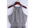 Women's Black & White Stripes Sexy Sleeveless Maxi Dress