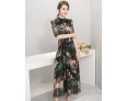 Women's Going out Vintage Swing Dress,Print Stand Maxi ? Sleeve Multi-color Polyester Summer