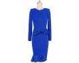 Women's Fashion Retro Bodycon O Neck Long Sleeve Pattern Color Dress