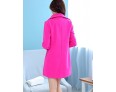 Women's Coat,Solid Long Sleeve Winter Pink / Red / Green Wool Medium