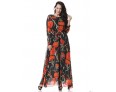 Women's Beach Trumpet/Mermaid Dress,Patchwork Stand Maxi Long Sleeve Orange Spandex Spring