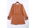 Women's Going out Street chic Coat,Color Block Round Neck Long Sleeve Winter Black / Brown Polyester Thick