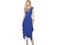 Women's Beach Lace / Skater Dress,Solid Round Neck Maxi Sleeveless Blue / Black Acrylic Spring