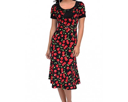 Women's Work Plus Size Dress,Print Round Neck Knee-length Short Sleeve Red / Black Summer